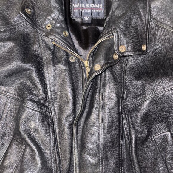 Wilsons Leather Men’s Black Genuine Leather Zip Jacket Size Large - Picture 3 of 5
